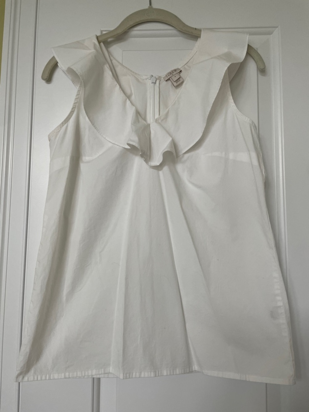 J. Crew White Ruffle-Neck Sleeveless Camisole